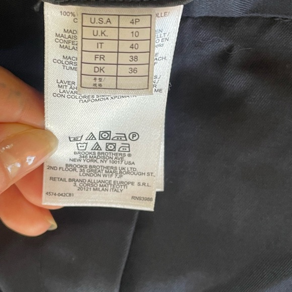 Brooks Brothers Navy Blue Straight Leg Pants Trousers 100% Cotton Professional - Picture 10 of 14